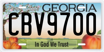 GA license plate CBV9700