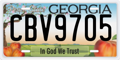 GA license plate CBV9705