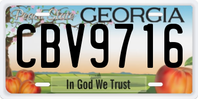 GA license plate CBV9716