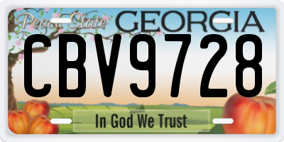 GA license plate CBV9728