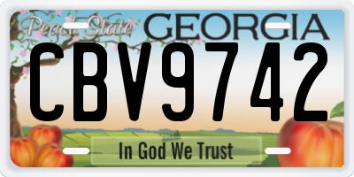GA license plate CBV9742