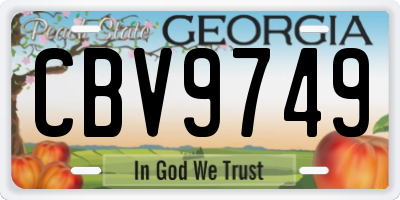 GA license plate CBV9749