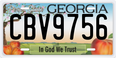 GA license plate CBV9756