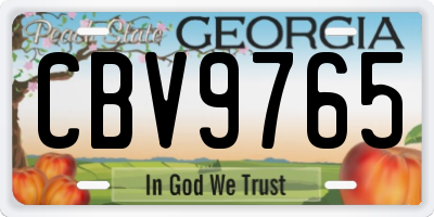 GA license plate CBV9765