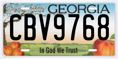 GA license plate CBV9768