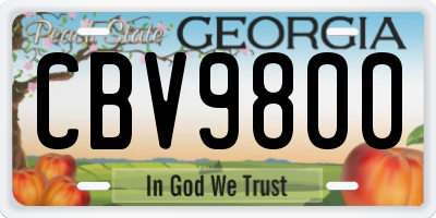GA license plate CBV9800