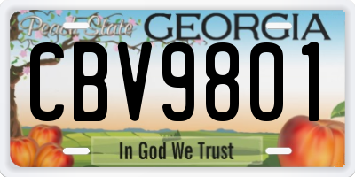 GA license plate CBV9801