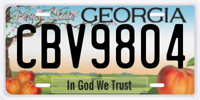 GA license plate CBV9804