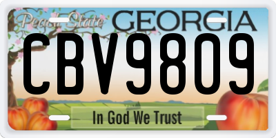 GA license plate CBV9809