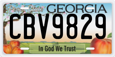 GA license plate CBV9829