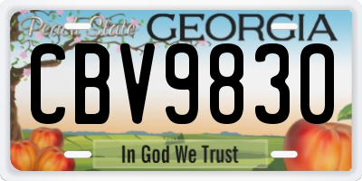 GA license plate CBV9830