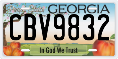 GA license plate CBV9832