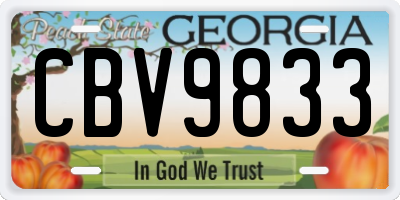 GA license plate CBV9833