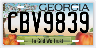 GA license plate CBV9839