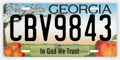 GA license plate CBV9843