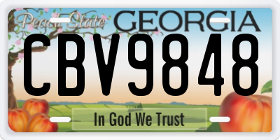 GA license plate CBV9848