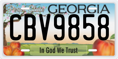 GA license plate CBV9858