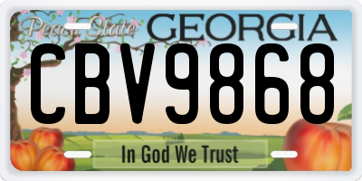 GA license plate CBV9868