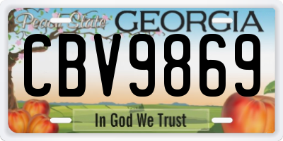 GA license plate CBV9869
