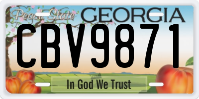 GA license plate CBV9871