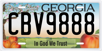 GA license plate CBV9888