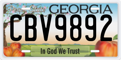 GA license plate CBV9892