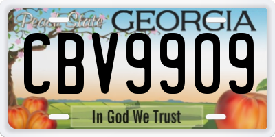 GA license plate CBV9909
