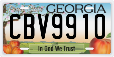 GA license plate CBV9910