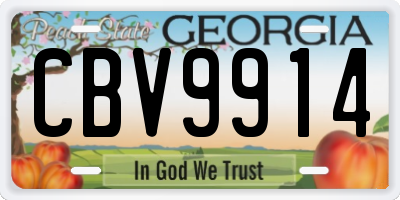 GA license plate CBV9914
