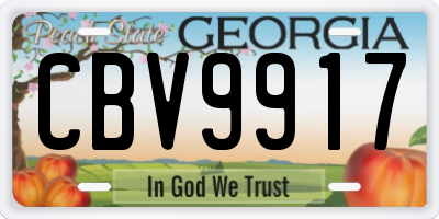 GA license plate CBV9917
