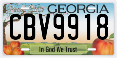 GA license plate CBV9918