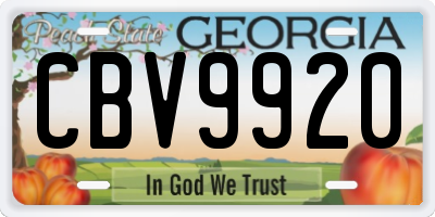 GA license plate CBV9920
