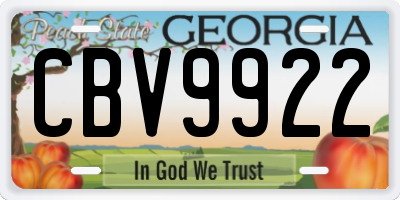 GA license plate CBV9922