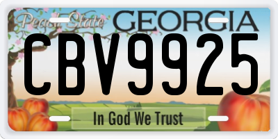 GA license plate CBV9925