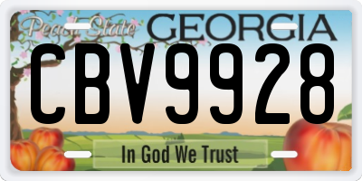 GA license plate CBV9928