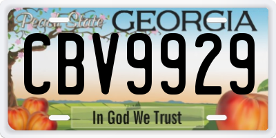 GA license plate CBV9929