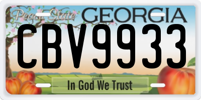 GA license plate CBV9933