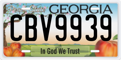 GA license plate CBV9939