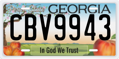 GA license plate CBV9943
