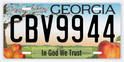 GA license plate CBV9944