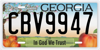 GA license plate CBV9947