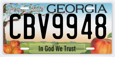GA license plate CBV9948