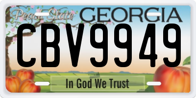 GA license plate CBV9949