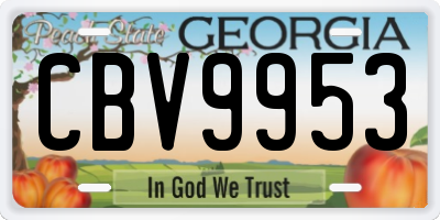 GA license plate CBV9953
