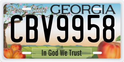 GA license plate CBV9958