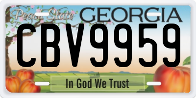 GA license plate CBV9959