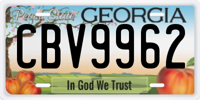 GA license plate CBV9962