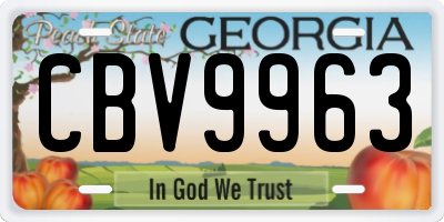 GA license plate CBV9963