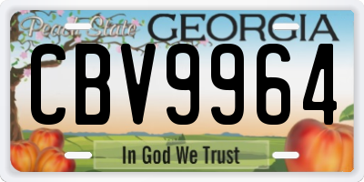GA license plate CBV9964