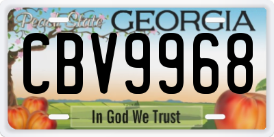 GA license plate CBV9968